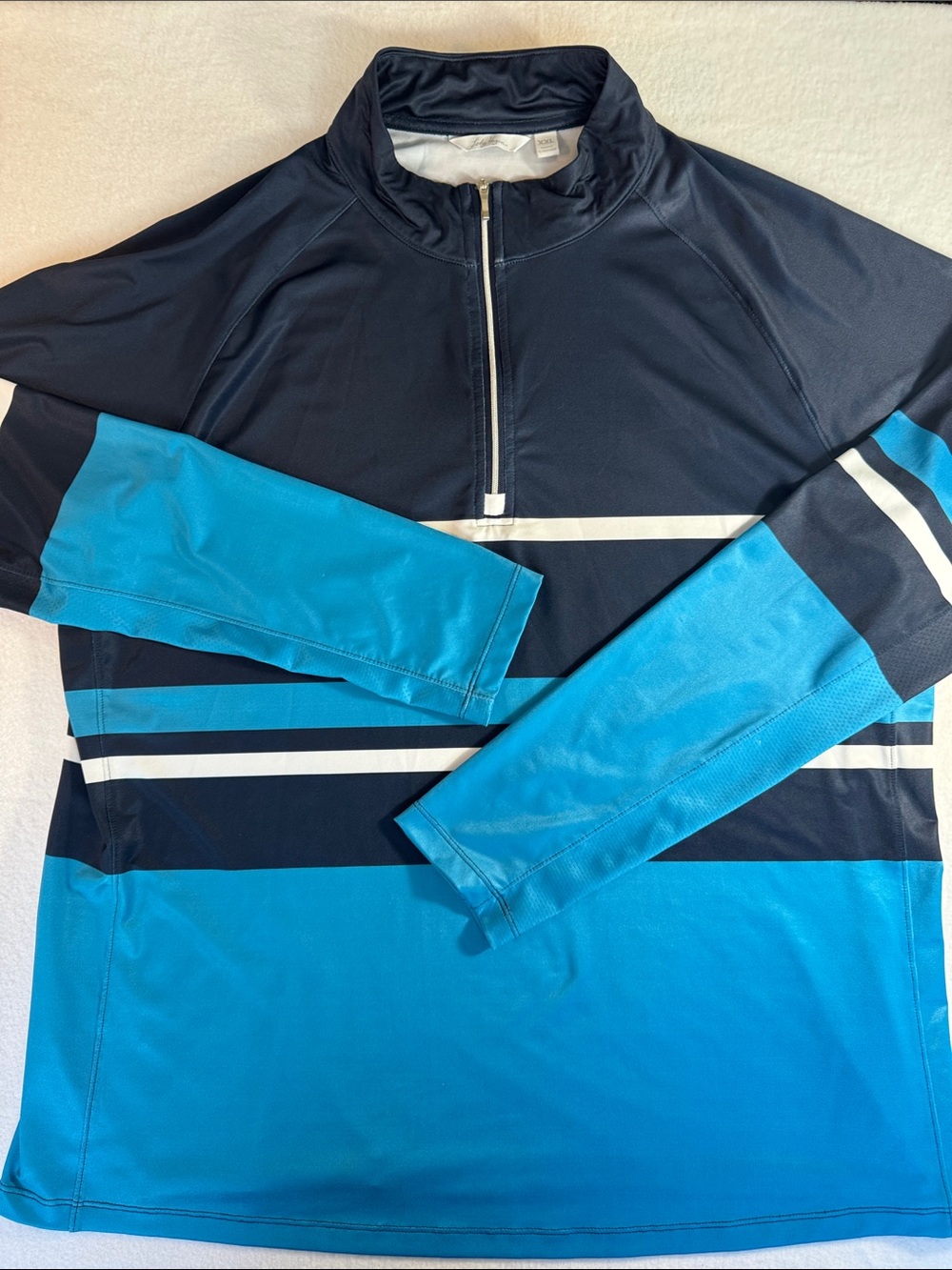 Lady Hagen Navy and Aqua Colorblock Long-Sleeve quarter zip pullover XXL